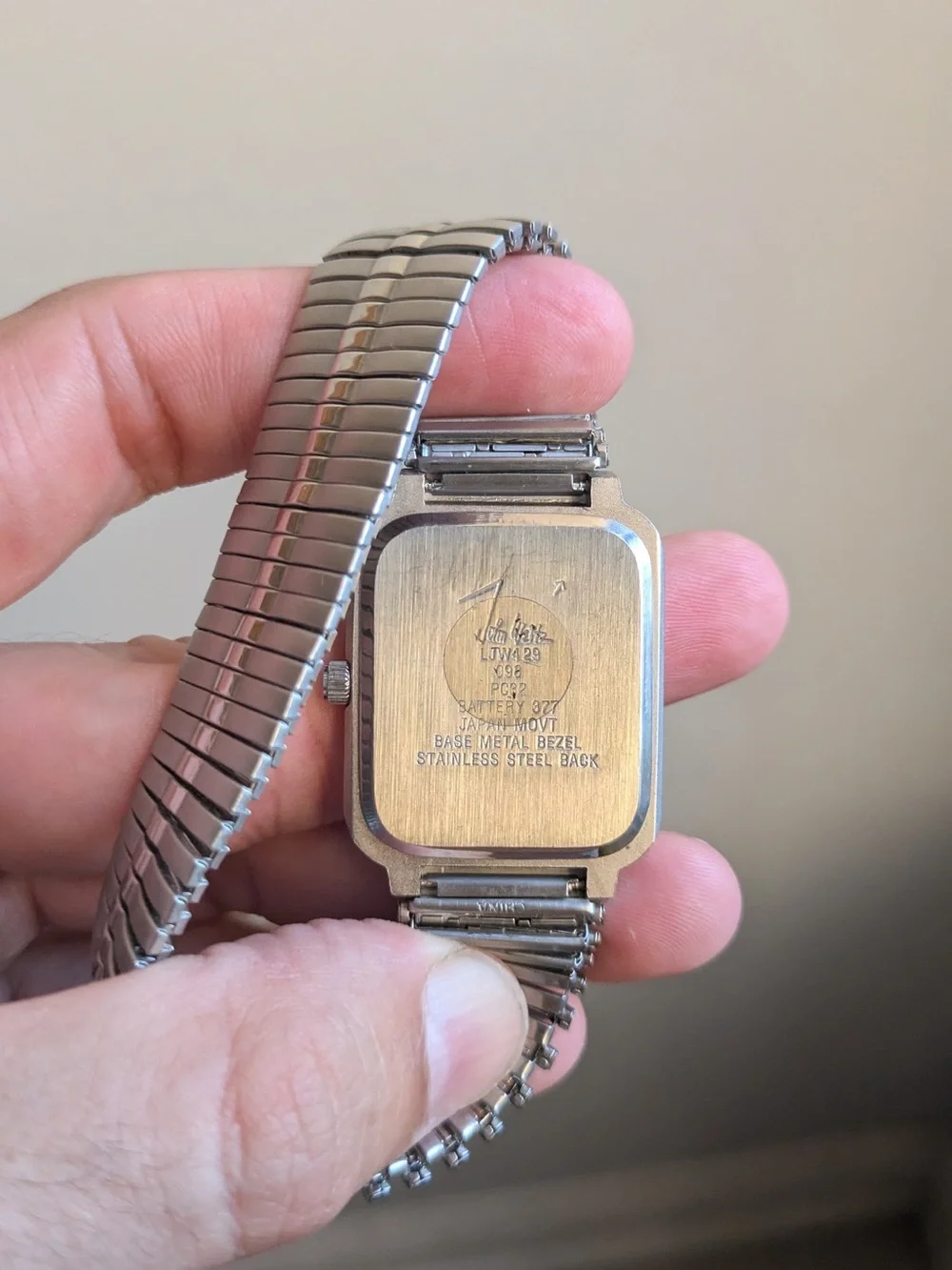 John Weitz Silver Tone Quartz Watch with Black Dial